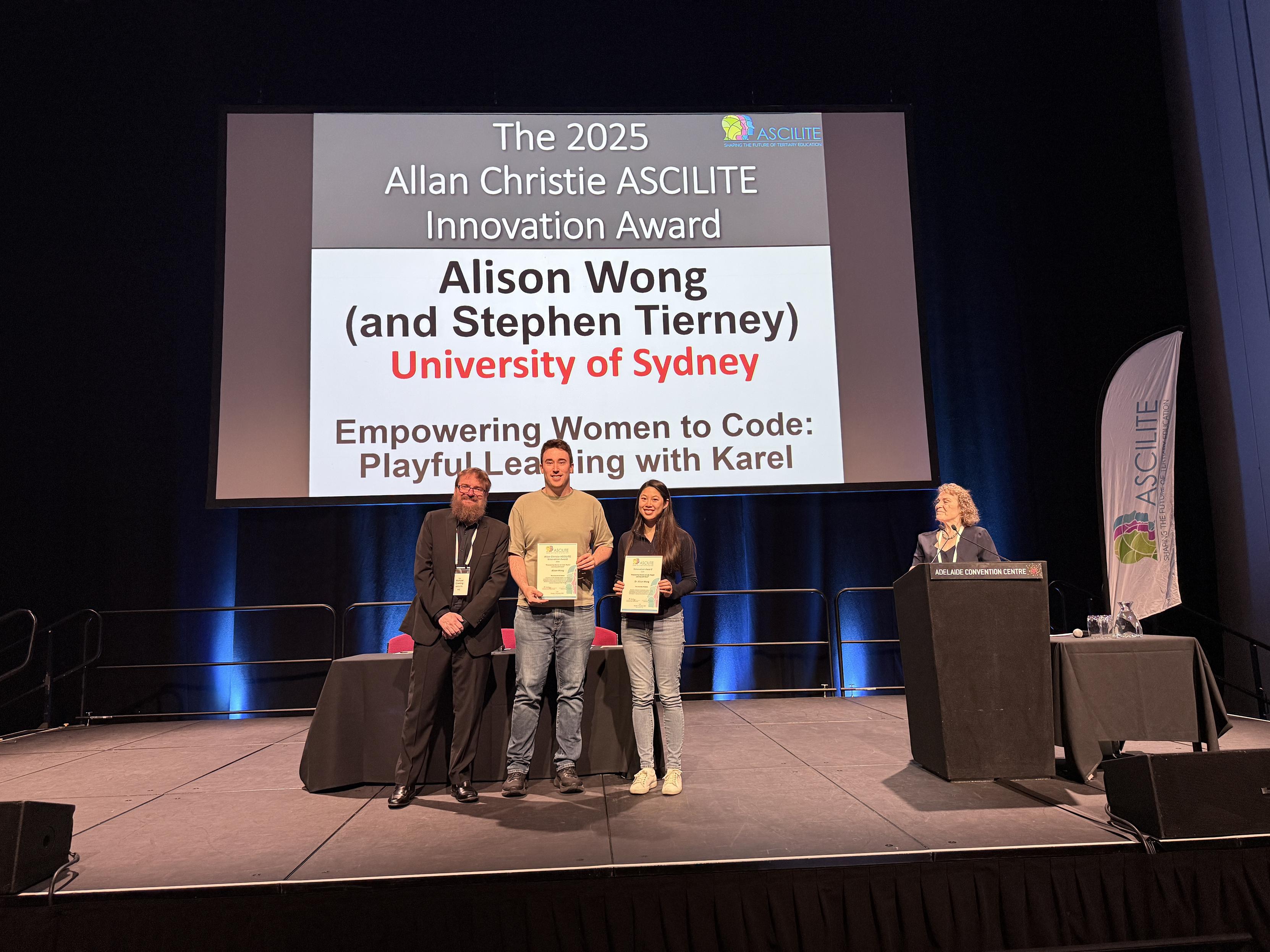ASCILITE 2025 presentation slide for the Karel initiative
