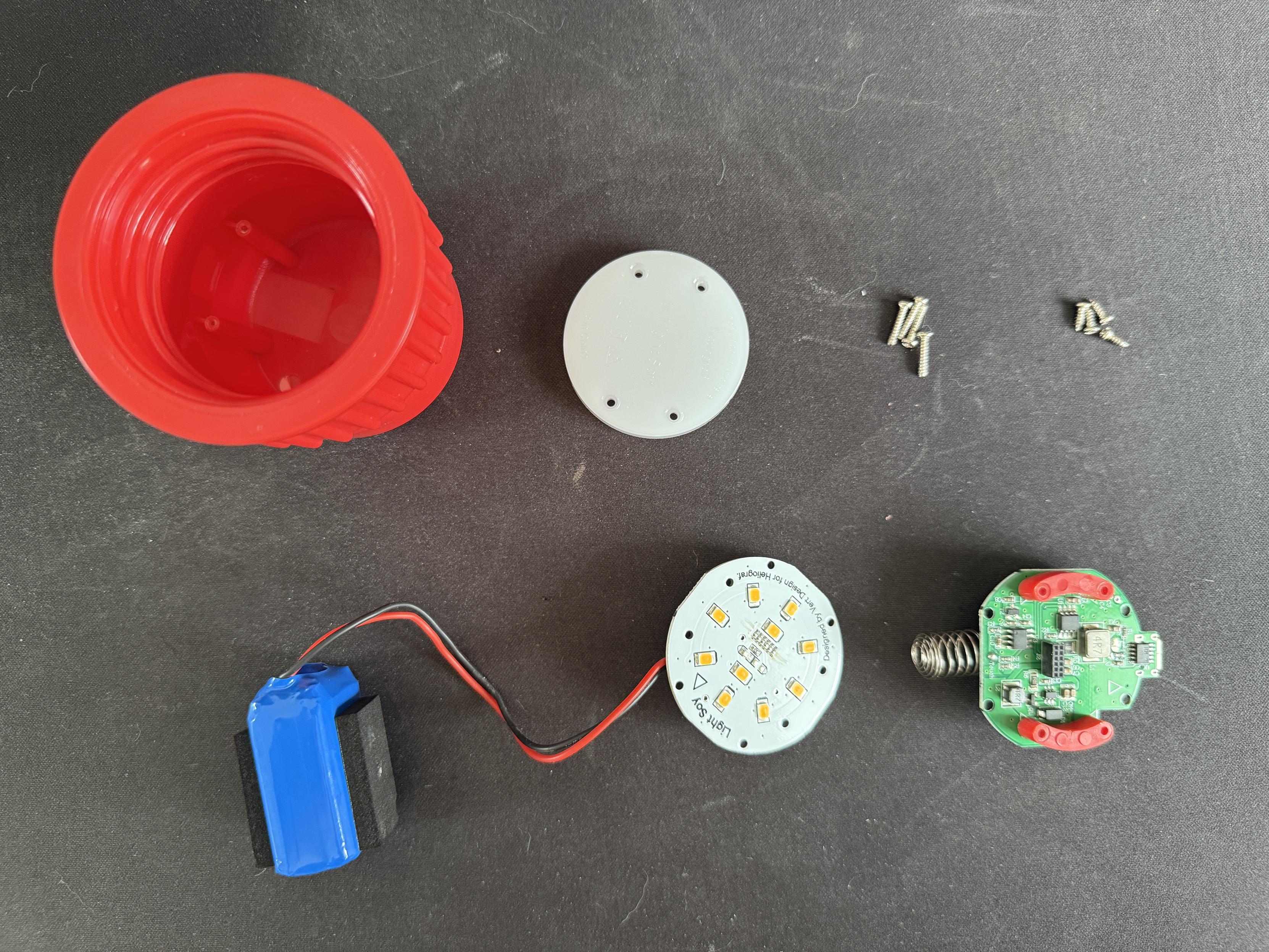 Components from inside the soy sauce lamp lid