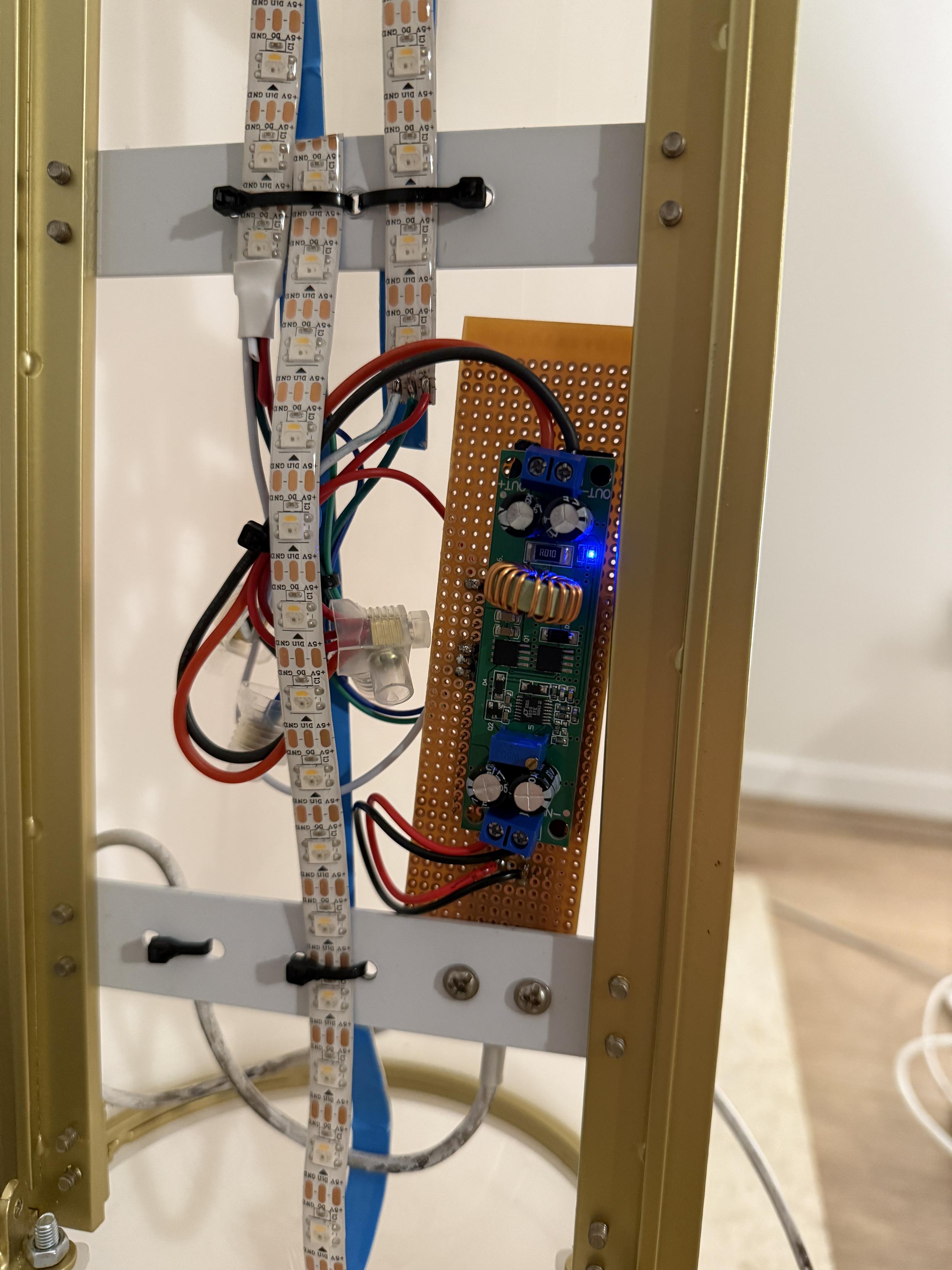 Adjustable voltage regulator mounted on proto board
